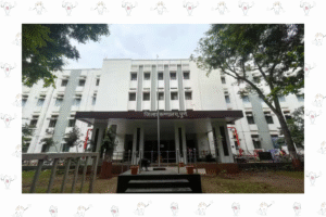Front view of District Hospital Pune building, Healthy Smile Mission 2025 surrounded by trees – Image Courtesy Hindustan Times